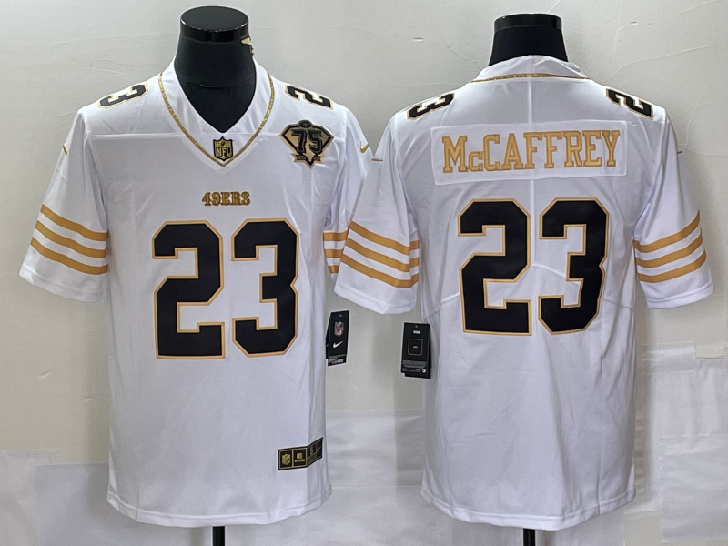 Men's San Francisco 49ers Christian McCaffrey #23 White Jersey